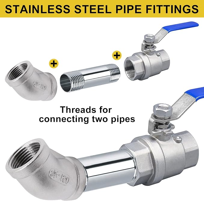 45 Degree Elbow 2PCS, 3/4" NPT Female x 3/4" NPT Female 304 Stainless Steel - Image 7