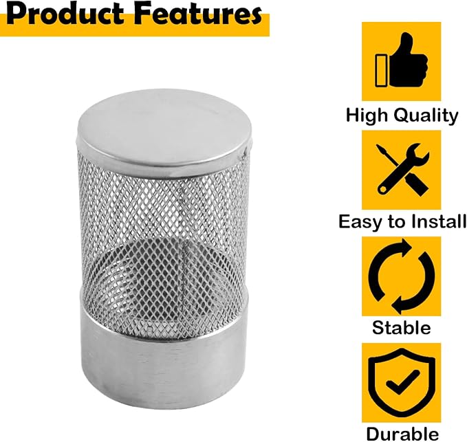 Dia Hose Inlet Suction Strainer Filter, Stainless Steel Water Pump Filter - Image 3
