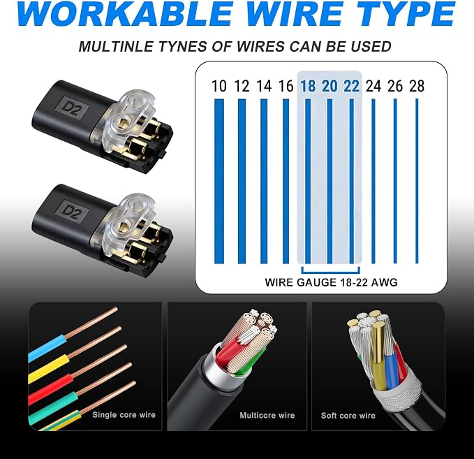 20PCS Double Wire Plug in Connector, Pluggable Low Voltage Wire Connector - Image 8