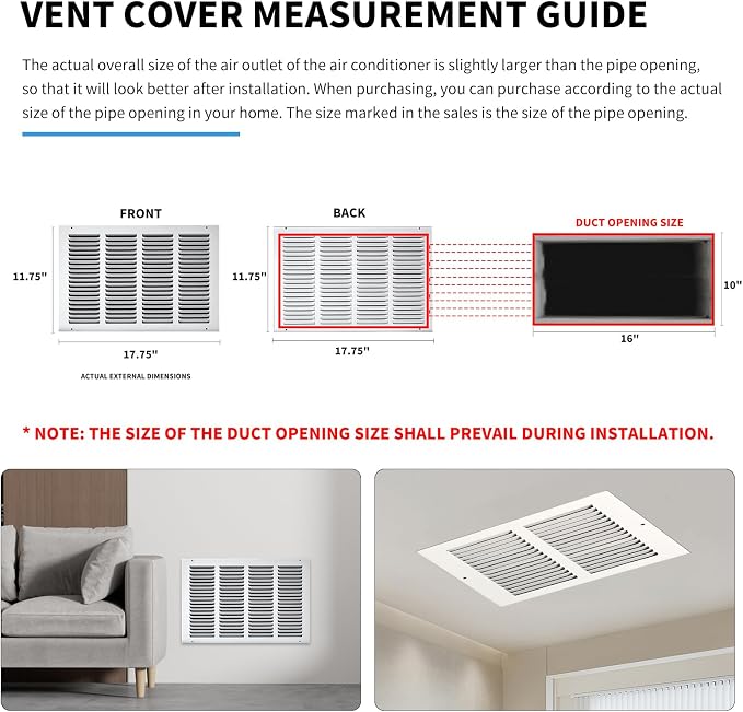 16x10 Return Air Grille, Air Return Vent Cover, Flat Vent Cover, Rejillas De - Image 4