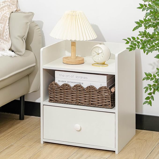 CubesLand PP Wicker Scalloped Edge Floating Shelves Baskets Set 2, Toilet Basket for Over Toilet Storage Shelf, Ending Table, Nightstand Organizing and Home Décor, Rattan Basket Come with Wood Handle