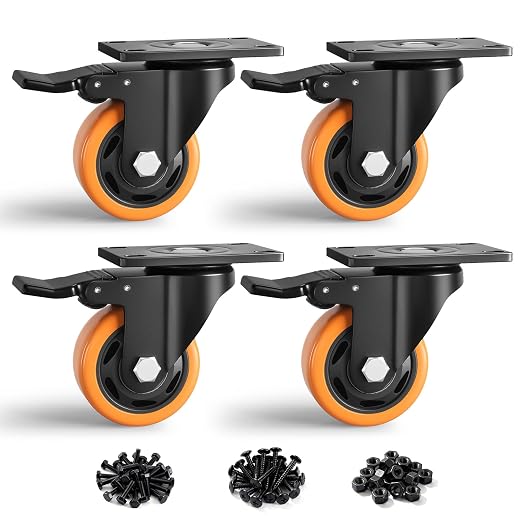 3 Inch Heavy Duty Caster Wheels, Industrial Casters Set of 4 Load 1200lbs by ANDUTEES