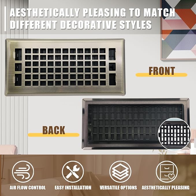 Floor Air Vent 4X10 Inch Heavy Duty Walkable Steel Floor Register Bronze Color - Image 2