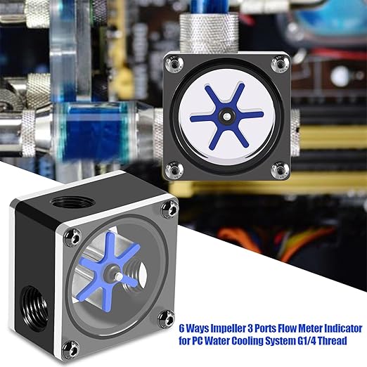 FOSA Flow Meter Indicator for PC Water Cooling System, G1/4 Threaded 6 Impeller - Image 3