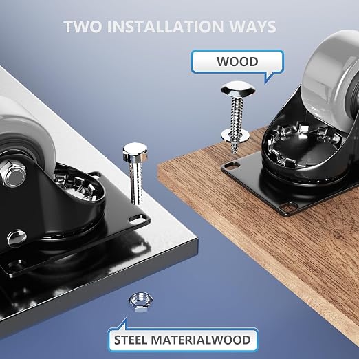 2 Inch Caster Wheels, Casters Set of 4 Heavy Duty - Image 3