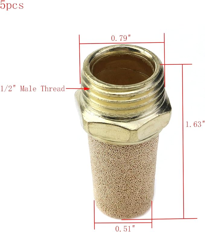 5PCS Exhaust Silencer 1/2" Exhaust Muffler Air Line Fitting - Image 4