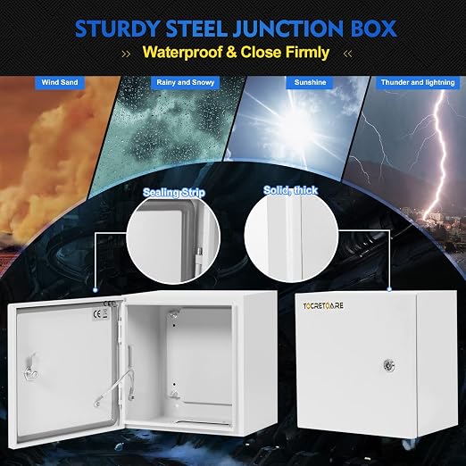 Outdoor Electrical Box, Steel Junction Box 12 x 12 x 8'', NEMA 4X Electrical - Image 3