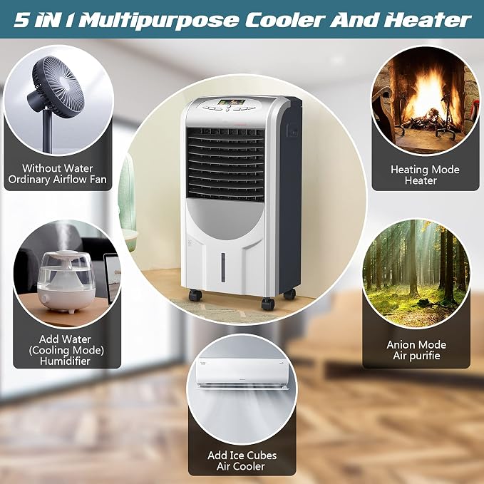 GOFLAME Air Cooler and Heater, Portable Evaporative Air Cooling Fan Filter - Image 3
