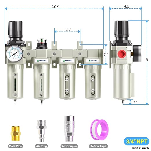 TAILONZ PNEUMATIC 0-240PSI 3/4 Inch NPT Industrial Grade 4 Stage Air Drying - Image 2