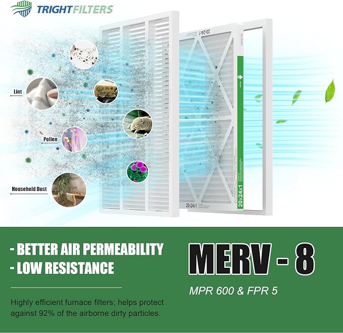 20x24x1 Air Filter 4 Pack, MERV 8 Pleated Dust Defense Air Filters Replacement - Image 5