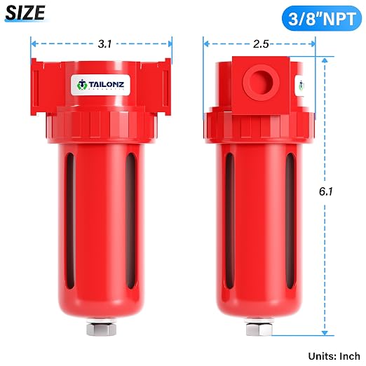 TAILONZ PNEUMATIC 0-150PSI 3/8 Inch NPT Aluminum Alloy Carbon Desiccant Air - Image 2