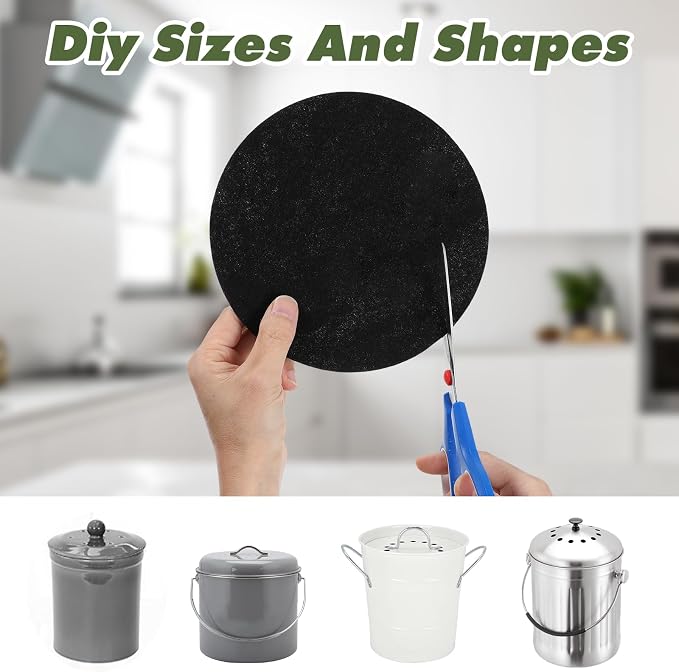 6 Pack Charcoal Filters for Compost Bucket, 7.25 inch Round Activated Carbon - Image 3