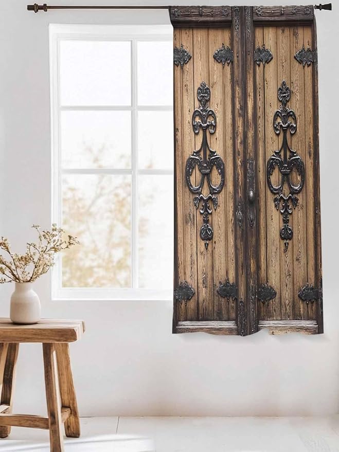 Sheer Curtains 63 Inch Length, Barn Door Semi Sheer Curtains Light Filtering - Image 3