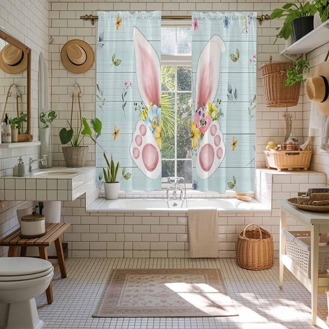 Easter Window Curtains 63 Inch Long 2 Panel Set, Rod Pocket Bedroom Curtains & - Image 5