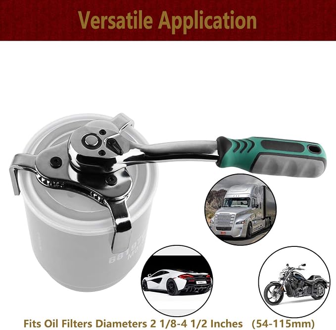 Moker Universal Oil Filter Wrench Adjustable, 3 Jaw Oil Filter Remover Tools - Image 2