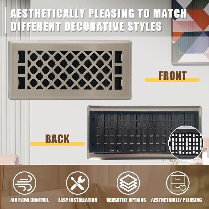 Floor Register AC Vents Brushed Nickel Color 4x10 Inch Air Vents Floor Vents - Image 2