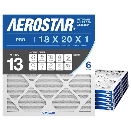 Aerostar 18x20x1 MERV 13 Pleated Air Filter, AC Furnace Air Filter by AirFiltersDelivered