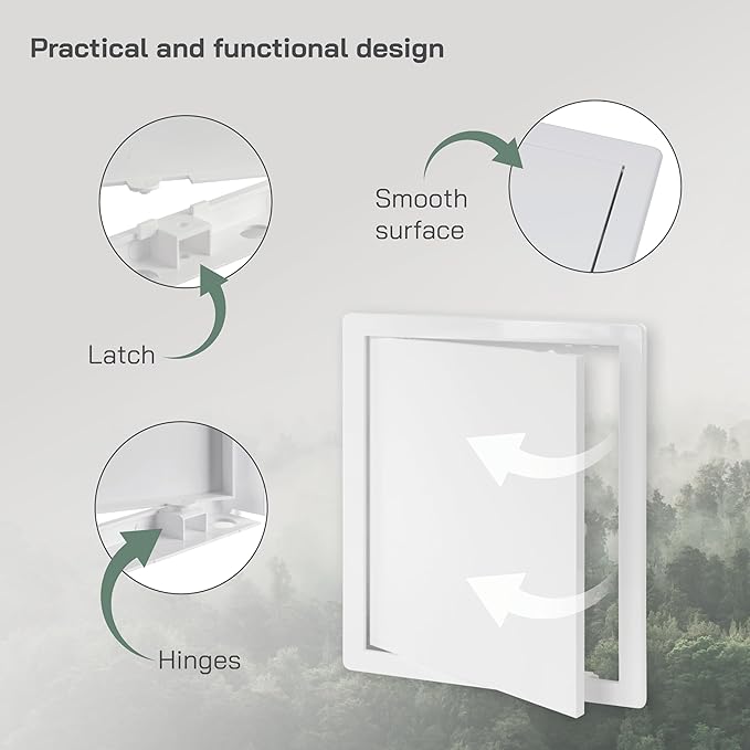Vent Systems White ABS Plastic Access Panel 10 x 13 Inch (Opening) - Pack of 2 Access Door for Drywall, Wall, Ceiling - Electrical, Plumbing Service nspection Door - 11 x 13.7 Inch (Outer)
