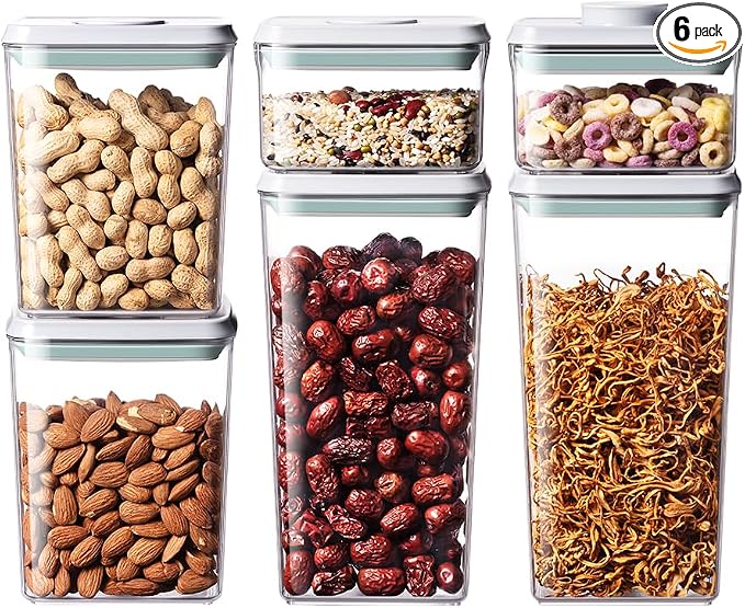 Pop Food Storage Containers Set, One Button Opening BPA-Free Food Containers by EQI