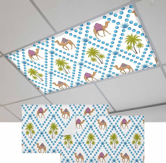 2 Pack Fluorescent Light Cover, Camels Palm Trees Light Covers by Unknown
