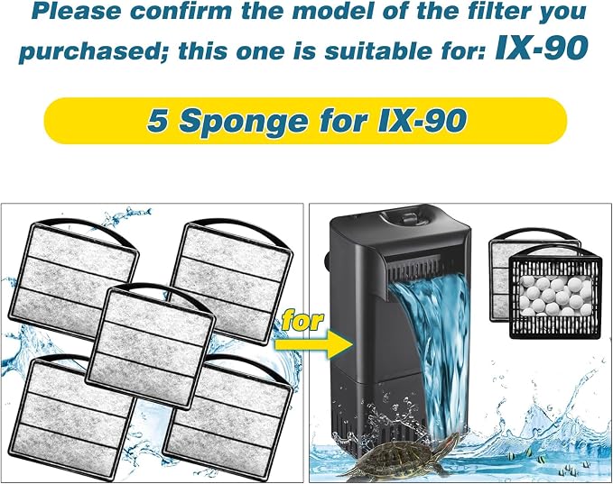 TARARIUM Aquarium Turtle Tank Filter 5pcs Low Water Level Power Filter - Image 2