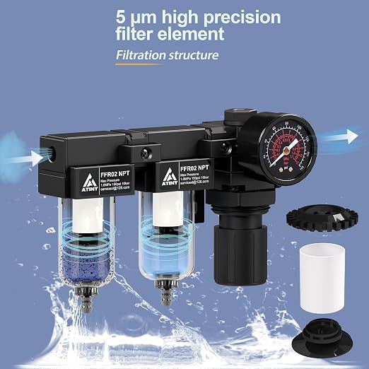 1/4" NPT Air Dryer for Compressor, Air Pressure Regulator Filter Combo - Image 5