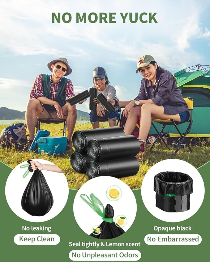 Camping Toilet Bags Poo Gel Set, 35 Count Portable Toilet Bags with 35 Count Camping Toilet Gel, 10 Gallon Composting Toilet for Portable Outdoor Hiking
