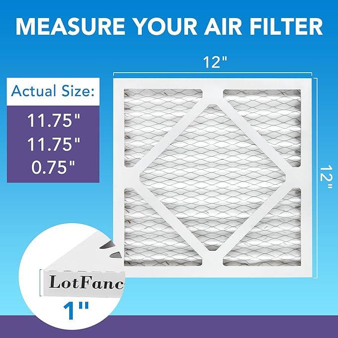LotFancy 12x12x1 Air Filter MERV 11 6-Pack, Electrostatic Pleated AC Furnace - Image 2