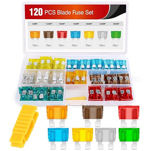 Nilight - 50016R 120 pcs Standard Fuse Assortment kit – 5, 30 AMP – Regular by Nilight