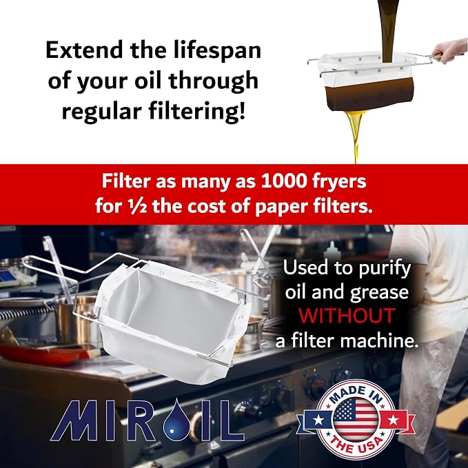 MirOil B22FS Fryer Oil Filter Bag & Frame Combo, Extends Life, Polish Hot & - Image 4