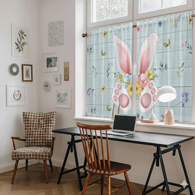 Easter Kitchen Curtains 54 Inch Long 2 Panel Set, Rod Pocket Window Curtains - Image 6