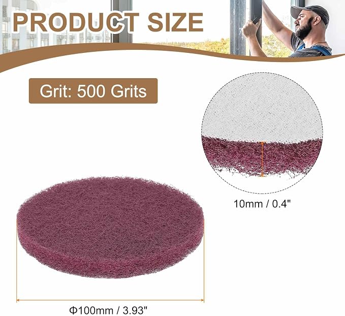 HARFINGTON 24pcs Scrubber Scouring Pads 500 Grits 4 Inch Drill Power Brush Hoop - Image 2