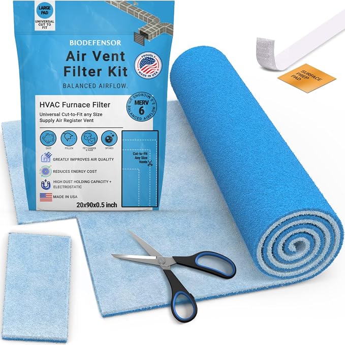 Biodefensor 20"x90" Air Vent Filters, Made in USA, MERV 6 High-Airflow by BIODEFENSOR