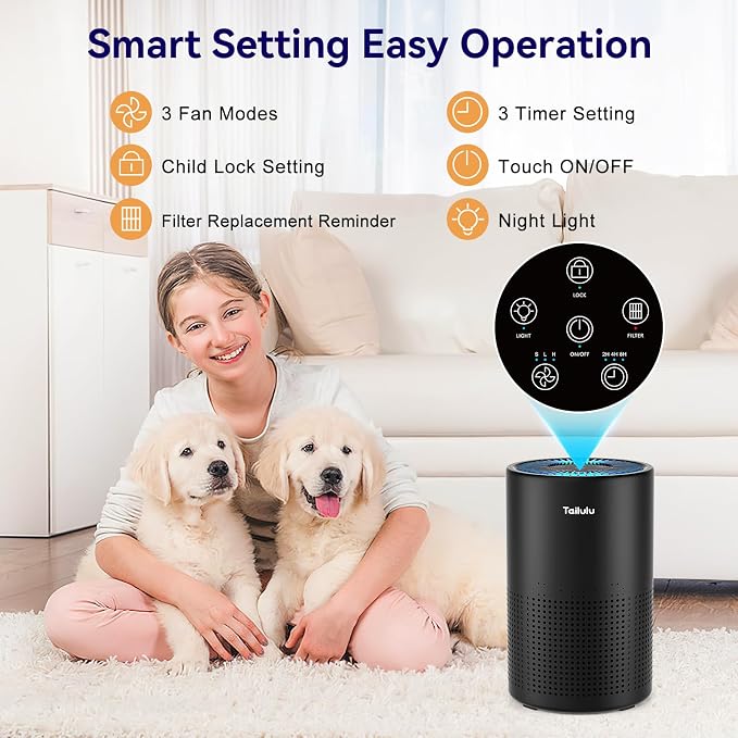 Air Purifiers for Bedroom Home, Tailulu H14 True HEPA Air Purifier Filter - Image 5