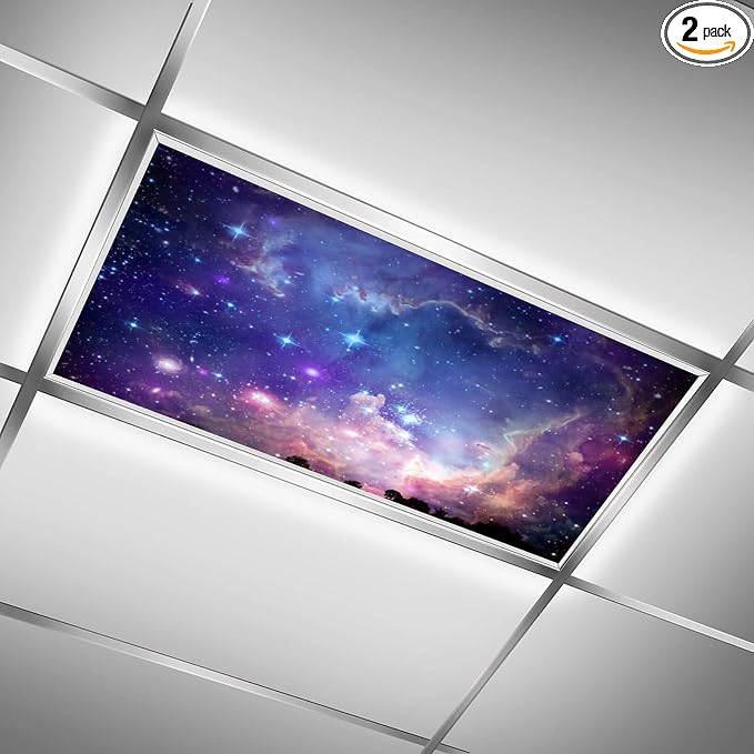2PCS Fluorescent Light Covers for Classroom Ceiling Lights Magnetic Light Covers by RoseFace