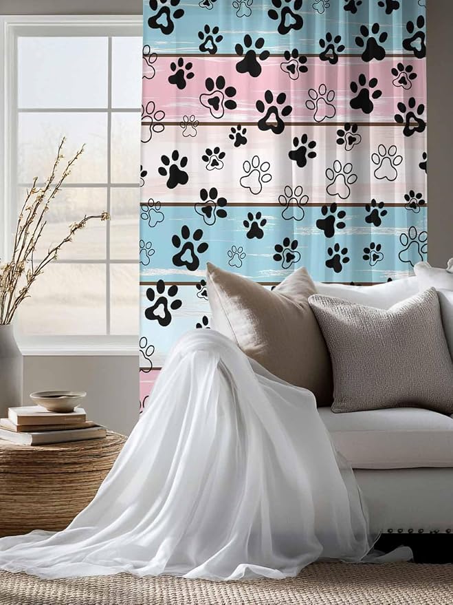 Sheer Curtains 63 Inch Length, Farmhouse Beige Wood Privacy Voile Drapes - Image 4