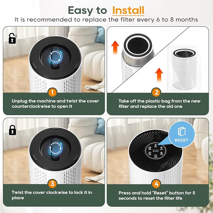 HAP604 Replacement Filter Fit for Ecoself HAP604 Air Purifier, 3-In-1 - Image 9