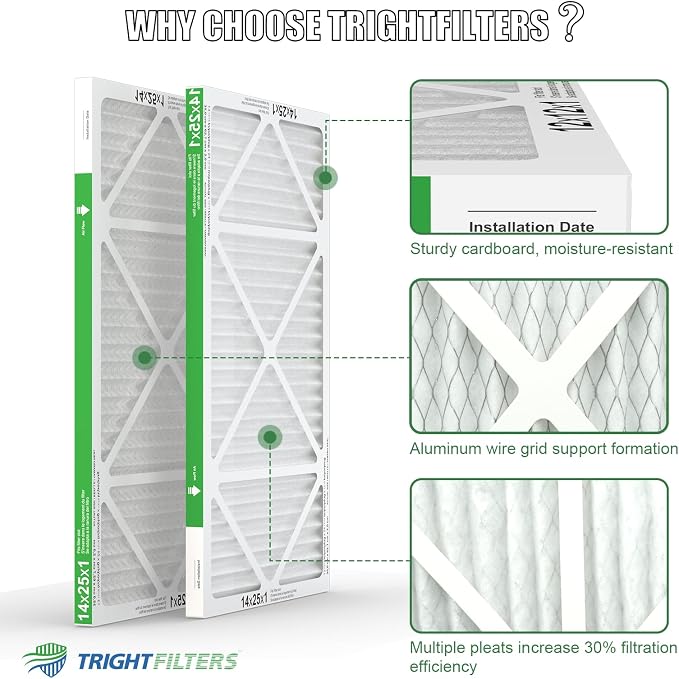 14x25x1 Air Filter 4 Pack, MERV 8 Pleated Dust Defense Air Filters Replacement - Image 4