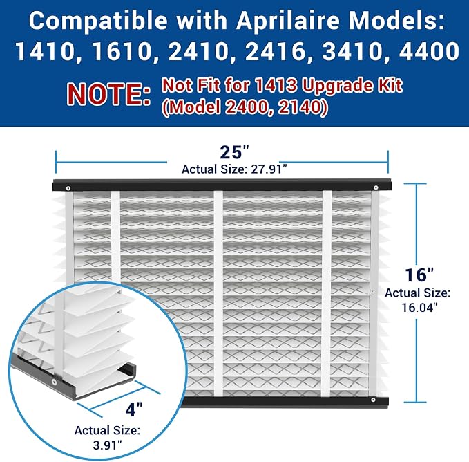 410 Replacement Air Filter, Nominal Size: 16x25x4, Actual Size: - Image 2