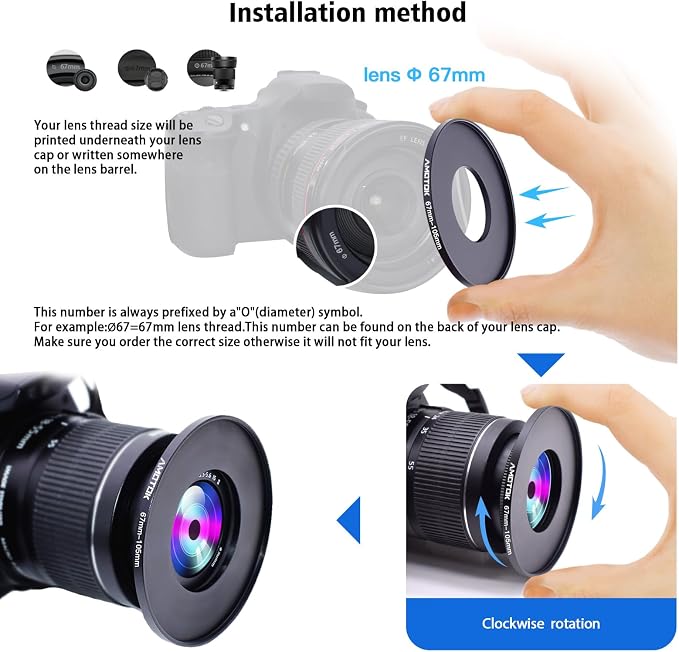 67mm Lens to 105mm Camera Lens Adapter, 67mm-105mm Filter Step up Rings - Image 4