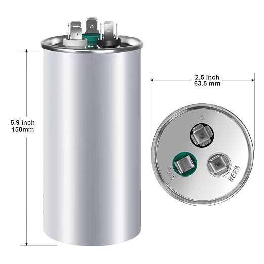 FOCSPROD 80+10 uF 80/5 MFD ±6% 370V/440V CBB65B AC Capacitor, Dual Run Round - Image 2