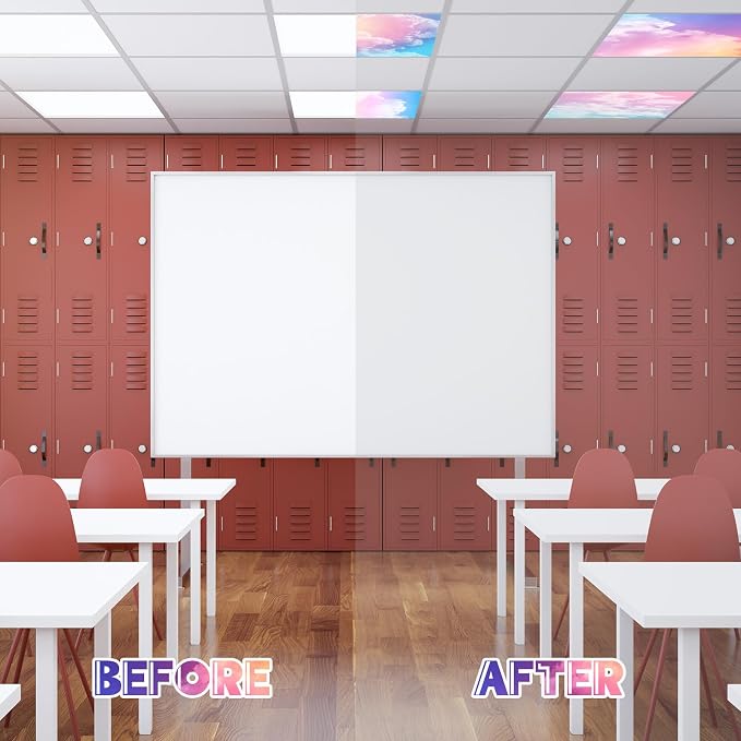 Amylove 4 Pcs Fluorescent Light Covers Classroom Ceiling Panels Light Filters - Image 4