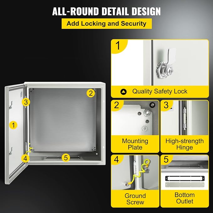 VEVOR NEMA Steel Enclosure, IP66 Waterproof & Dustproof, Outdoor/Indoor - Image 5