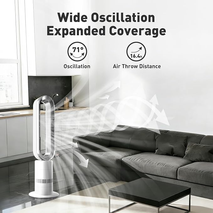 TP18Pro Bladeless Tower Fan and Heater Combo, 71° Oscillation, 35 dB Low Noise - Image 3