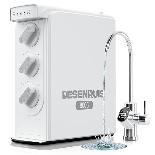 Reverse Osmosis System, Dual RO Water Filter, 800 GPD Fast Flow, 3:1 Pure to by DESENRUIS