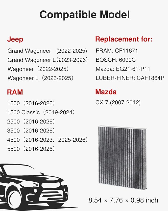 Puroma Cabin Air Filter with Activated Carbon, Replacement - Image 2