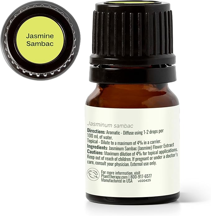 Plant Therapy Jasmine Sambac Absolute Essential Oil 100% Pure, Undiluted, Natural Aromatherapy, Therapeutic Grade 2.5 mL (1/12 oz)