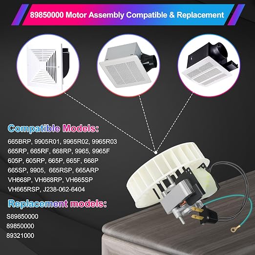 89850000 S89850000 Replacement Bathroom Exhaust Fan Motor & Blower Wheel - Image 3