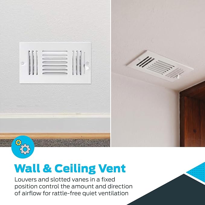 EZ-FLO 8 x 4 Inch Three-Way Ventilation Steel Sidewall/Ceiling Register - Image 6