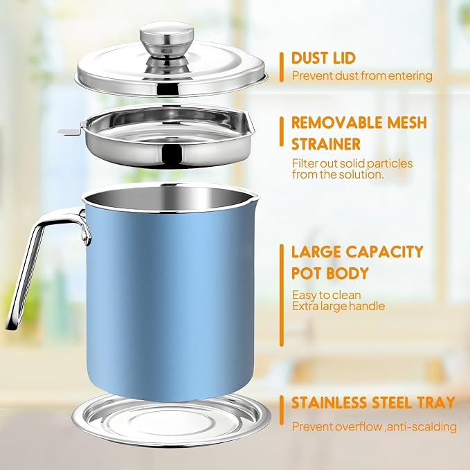 Chihee Stainless Steel Bacon Grease Saver - 2L / 67.6 fl oz Oil Container - Image 2